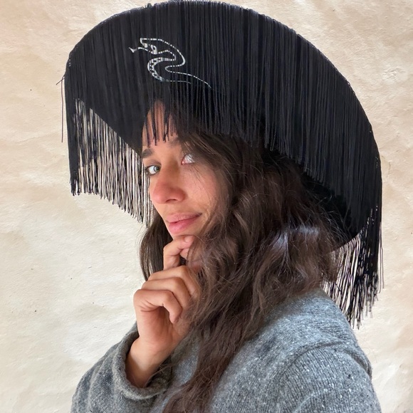 Wide Brim Customized Fun Fringe Snake Wool Stetson Hat size 7 1/4 - Picture 7 of 11